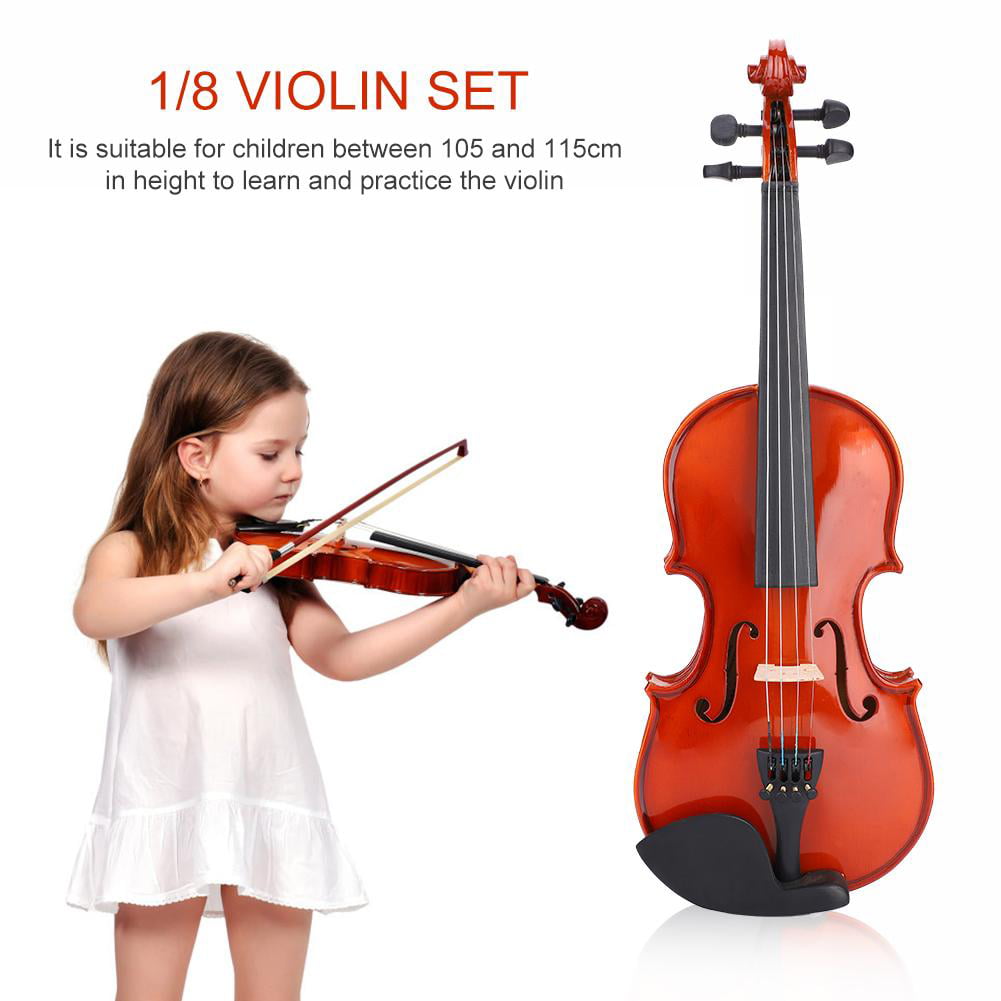 String Set Bow with Hard Case Redwood Classical Fiddle Violin Scales Sticker Set and Wipe Cloth Rosin Childrens 1/8 Violin 