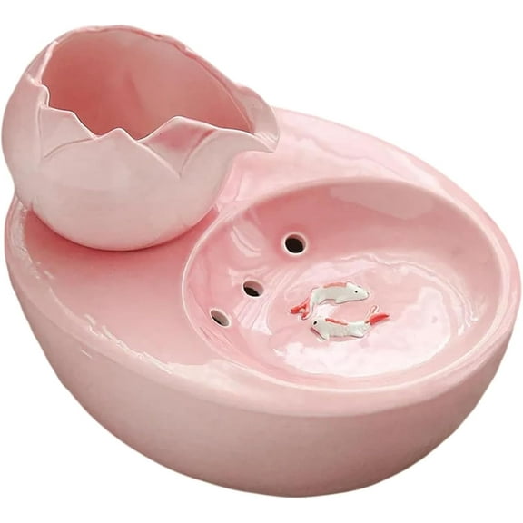 Ceramic Pet Water Fountain, 1L USB Ceramic Automatic Circulating Pet Drinking Fountain with Ultra-Quiet Pump and Replacement Filters, Over-Power Protection, splash-proof design, for Cat and Dogs