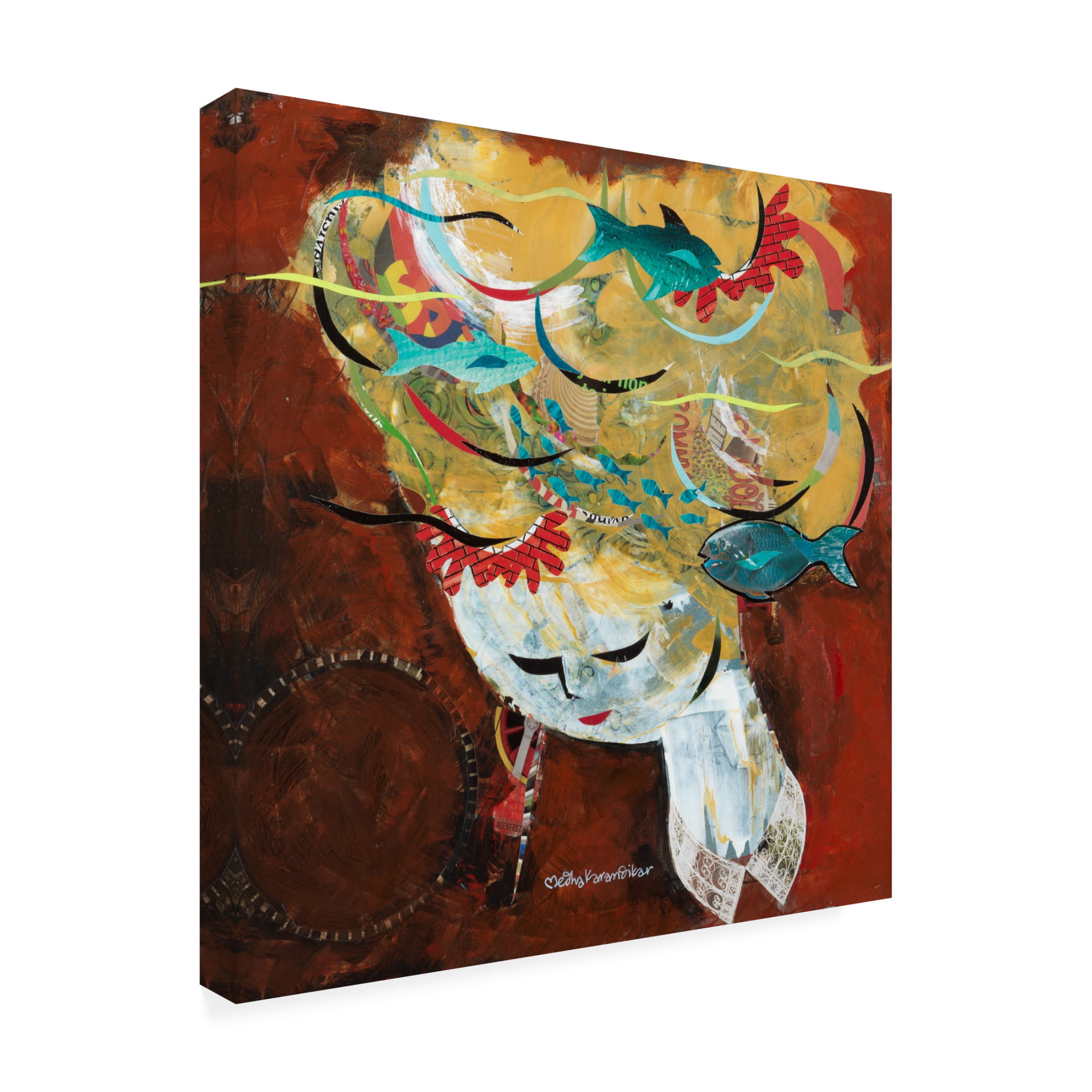 Canvas Wall Art - Medha Karandikar 'Sea Thoughts' Wall Art for Living Room, Bedroom, or Office Décor by Trademark Fine Art - 24 x 24 Inches