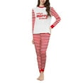 thumbnail image 2 of Yuaguia Christmas Family Matching Pajamas Set, Long Sleeve Wish You Merry Christmas Letter Print Tops Red White Striped Pants, Holiday Loungewear for Men Women Kids Baby, 2 of 9