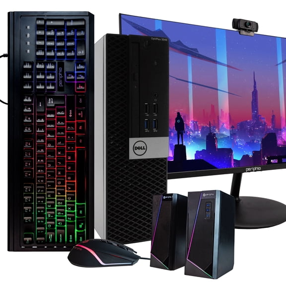Restored Dell 3040 Desktop Computer PC, Intel Quad-Core i5 512GB SSD 16GB DDR3 RAM Windows 10 Pro DVD, WIFI 24in Monitor RGB Keyboard and Mouse Bluetooth (Refurbished)