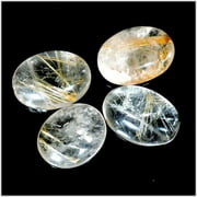 51.70 Carat Genuine Golden Rutile Quartz Oval Cabochon Gemstone 4pcs Lot