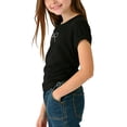 thumbnail image 4 of Wo-Fusoul T-Shirt for Girls 0-6 Years, Short Sleeve Round Neck, Solid Color Stretch Fit Top with Rhinestone Bow Design, Summer Casual Tee, 4 of 6