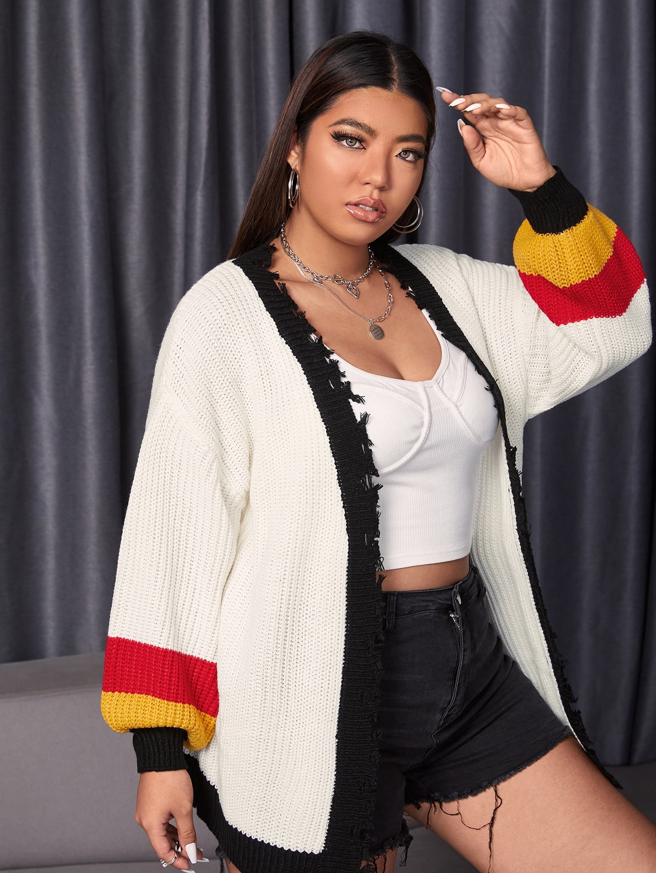 Women's Plus Drop Shoulder Contrast 