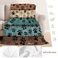 thumbnail image 5 of Green Brown Paw Print Throw Blanket for Couch,Lightweight Flannel Fleece Blanket,Vintage Farmhouse Country Wooden Grain Microfiber Plush All Season Decorative Blankets for Sofa Bed Office 40"x60", 5 of 9