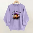 thumbnail image 6 of SuTry Women's Halloween Tops Bowknot Pumpkin Printed Long Sleeved Crew Neck Hoodless Sweatshirt Fashionable Modern Look Blouses(Purple,M), 6 of 6