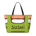 thumbnail image 2 of Fuzoiu Fresh Sushi Print Waterproof Beach Tote Bag for Women Girls with Zipper,Sandproof Pool Swim Bag,Large Capacity Beach Travel Bag for Pool Swim Travel Everyday, 2 of 7