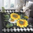 thumbnail image 4 of Area Rugs Indoor Non-Slip Rectangle Rug 4x6 Ft Sunflowers Vintage Floral Bee Farmhouse Black Buffalo Plaid Rug Rubber Backing Floor Mats Non Shedding Home Decor Carpet for Entryway Living Room, 4 of 8