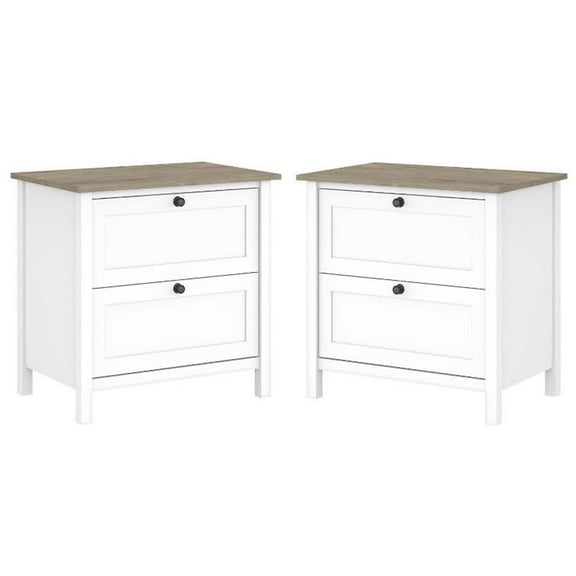 Home Square 2 Piece Lateral Wood Filing Cabinet Set in Shiplap Gray/White