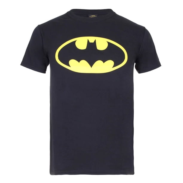 Batman - Camiseta Logotipo de Algodón para Hombre (Negro, Amarillo)