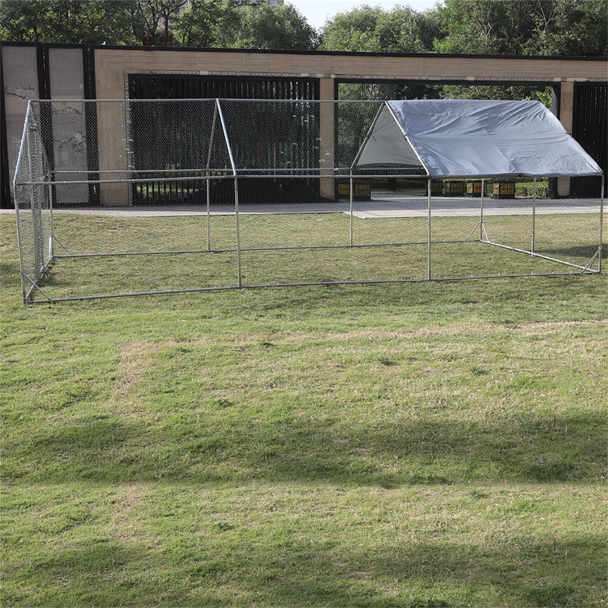 Pefilos 237"L Outdoor Large Chicken Coop with Waterproof and Anti-Ultraviolet Cover, Walk-in Metal Poultry Pen Hen Run House Rabbits Habitat Cage, Silver Pefilos 237"L Outdoor Large Chicken Coop with Waterproof and Anti-Ultraviolet Cover, Walk-in Metal Poultry Pen Hen Run House Rabbits Habitat Cage, Silver