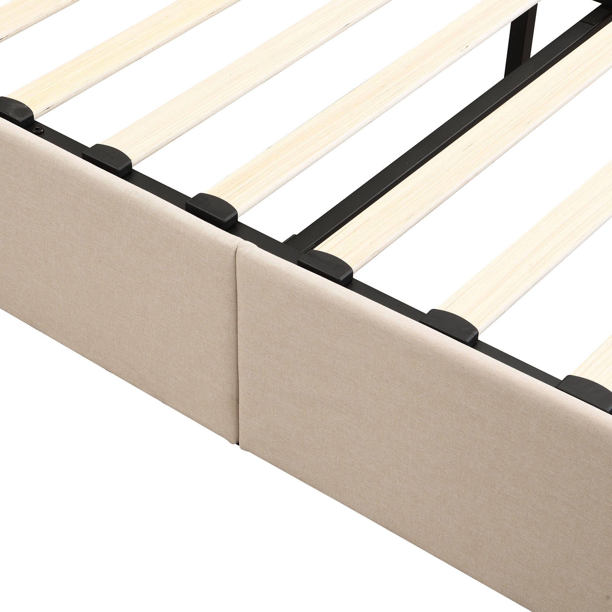 Queen Upholstered Platform Bed 83.5 Inch, Hydraulic Storage System Bed Frame with Linen Fabric Headboard, No Box Spring Needed, Beige