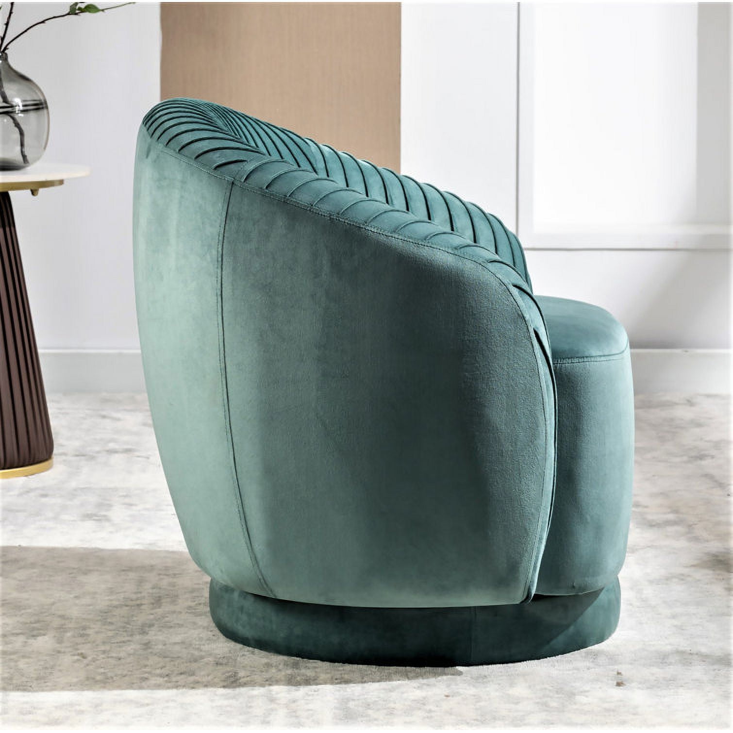 Container Furniture Direct Modern Barrel Swivel Chair with Plush Velvet Upholstery and Smooth 360° Rotation, Round Accent One-Seater Sofa for Living Room, Bedroom and Office