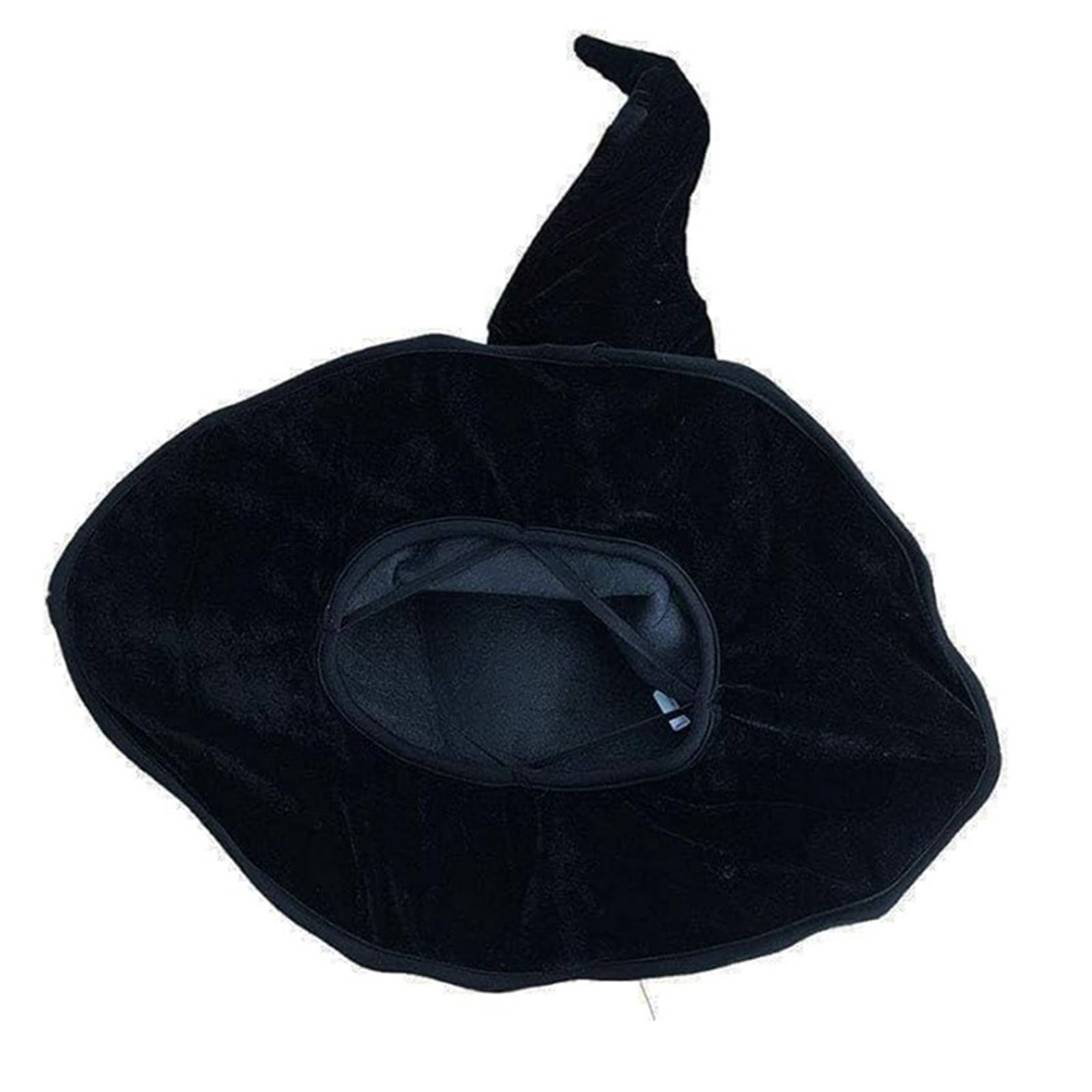 Risckoth Women's Halloween Witch Hat Bendable Shape Velvet Texture Wide Floppy Brim Party Costume Accessory