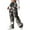 Dark Gray, variant on QASIEATN Women's Casual Camouflage Print Cargo Pants Drawstring Stretch Elastic Waist Tapered Pants with Pockets