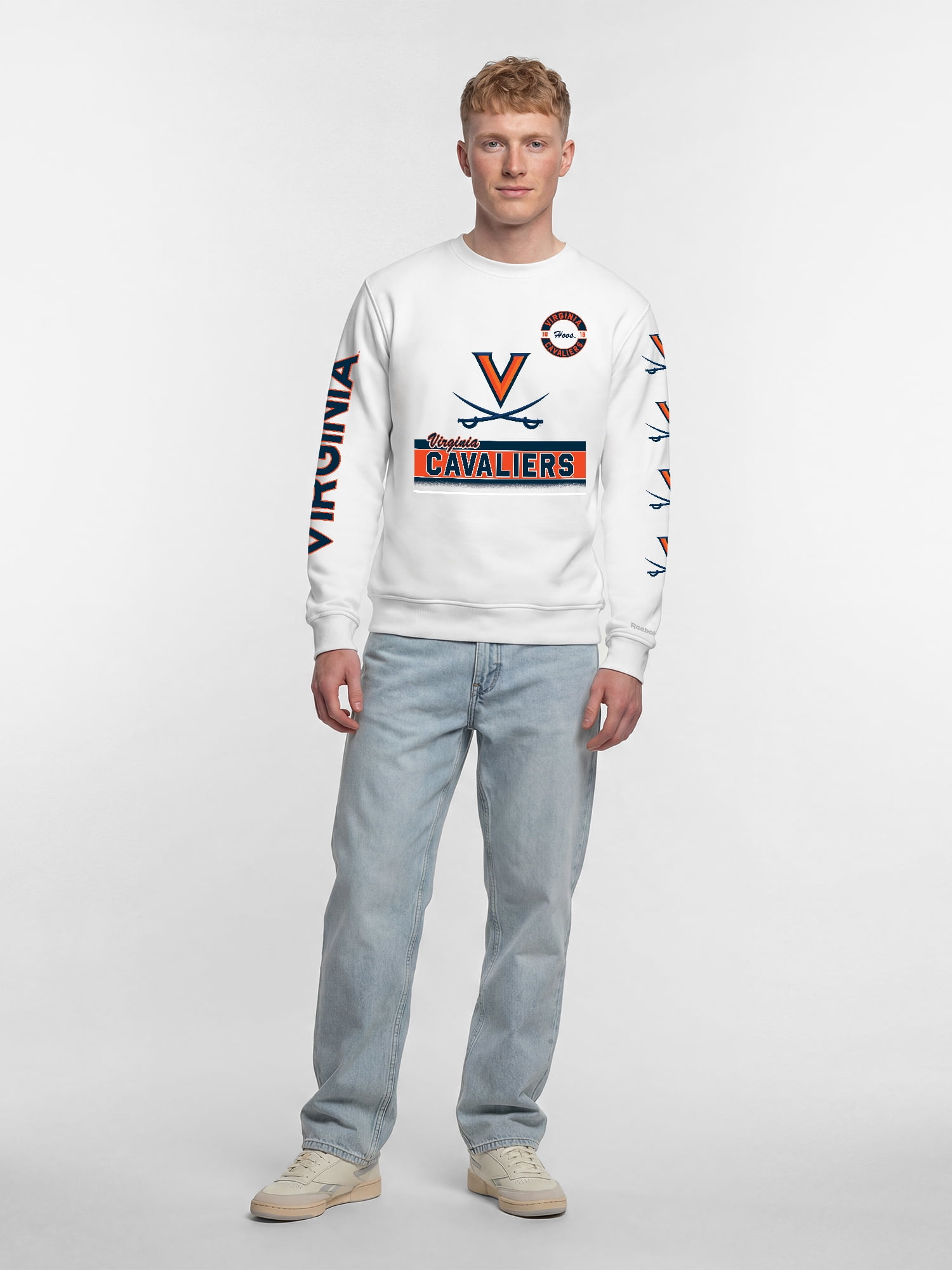 Virginia Cavaliers Reebok Mens White Crew Sweatshirt