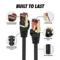 thumbnail image 4 of 15ft Cat6 Internet Cable, High Speed Cat8 Internet WiFi Cable 40 Gbps 2000 Mhz - RJ45 Connector with Gold Plated, Weatherproof LAN Patch Cord Cable for Router, Gaming, PC, Black, 4 of 7
