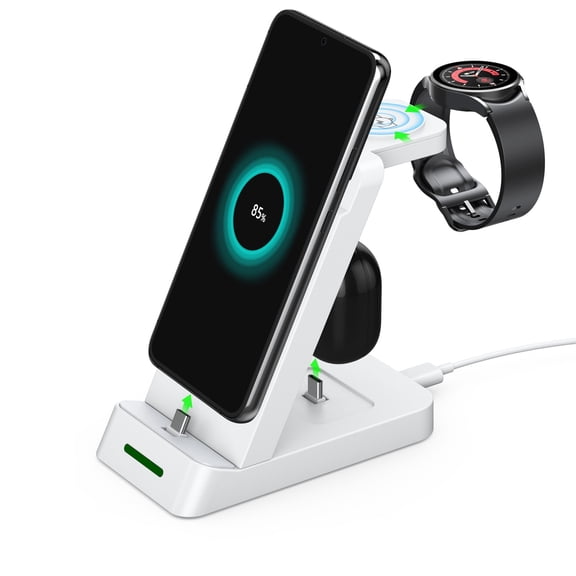 FU1999 36W USB C Super Fast Charging Station for Samsung Phones Watches Earbuds, 3 in 1 Charger for Samsung Galaxy Watch Ultra/7/6/5/4/3, Galaxy S24/S23/S22/21/20,Note20/10,Z Fold/Flip 5/4,USB-C Buds