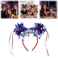 thumbnail image 2 of 4Th of July Patriotic Headband for Women Girls, Ongmies Red White Blue Star Tinsel Headband with Tassels, Sparkly Independence Day Hair Accessories for Party Parade Festival Decorations, 2 of 9