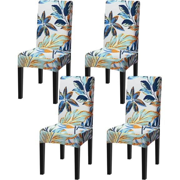 Chair Covers for Dining Room Stretch Dining Chair Covers Set of 4 Parsons Chair Slipcover Removable Washable Kitchen Chair Slipcovers for Dining Room Party Banquet,Rainforest Leaves