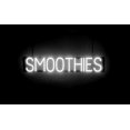 thumbnail image 1 of SpellBrite SMOOTHIES LED Sign for Business. 33.7" x 6.3" White SMOOTHIES Sign Has Neon Sign Look With Energy Efficient LED Light Source. Visible from 500+ Feet, 8 Animation Settings., 1 of 4