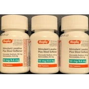 Rugby Senna Plus Tablets for Constipation, 50 mg & 8.6 mg, 100 Count with 3 Bottles