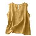 thumbnail image 4 of Cotton Linen Tank Tops for Women Summer Casual Comfy Sleeveless Linen Shirts Loose Lightweight Gauze Cami Yellow L, 4 of 6