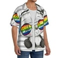 thumbnail image 4 of Disketp Men's Hawaiian Panda with Sun glasses Print Shirts Button Down Holiday Beach Shirts-Large, 4 of 7