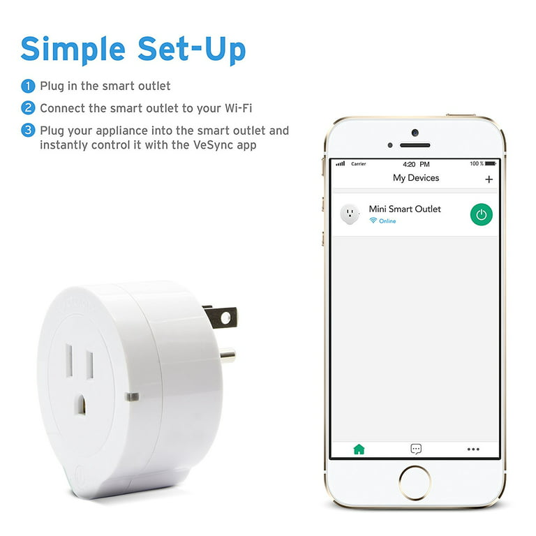 Etekcity Voltson 10A Mini Smart Wi-Fi Outlet Plug (6-pack) White  EDESSPECSUS0023 - Best Buy