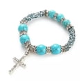 thumbnail image 2 of K-KED 925 Silver Tibetan Turquoise Open Bangle Cuff Bracelet Women Wedding Jewelry-Silver#17, 2 of 6