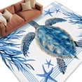 thumbnail image 2 of Ocean Turtle Washable Living Room Rugs 6'x9', Blue Starfish Coral Summer Animal Striped Low Pile Throw Large Area Rug Non-Slip Sturdy Edge Binding Carpet for Dining Room Kitchen Office, 2 of 9