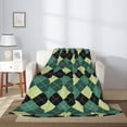 thumbnail image 2 of Sikiie Green Squares Cozy Flannel Fleece Throw Blanket: Lightweight & Thick for All Seasons - Perfect for Women, Men, & Kids"50"x40", 2 of 6