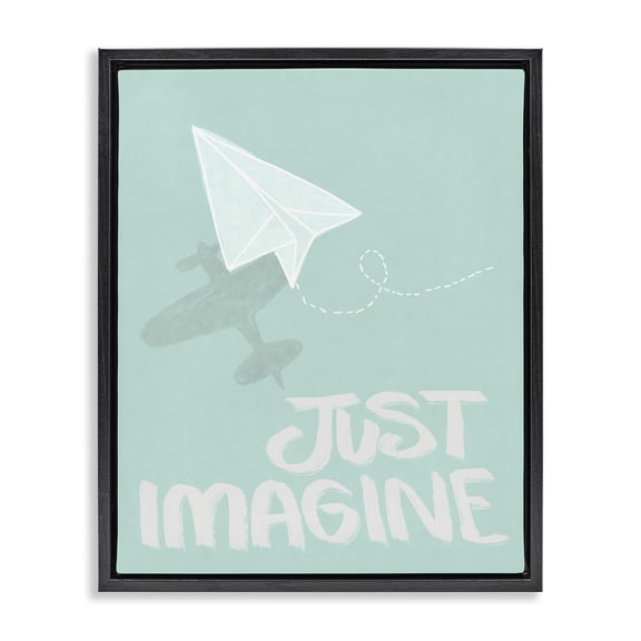 Stupell Industries Modern Inspirational Just Imagine Phrase Black Floating Frame Canvas Art, 17 x 21, by Chen Alyesh