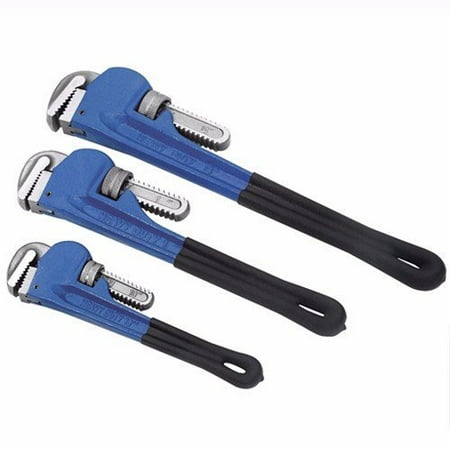 Wideskall® 3 Pieces Heavy Duty Heat Treated Soft Grip Pipe Wrench Set (10