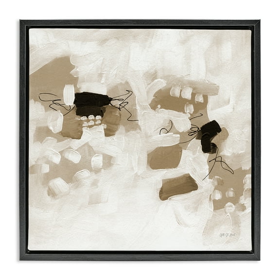 Stupell Industries Boho Classic Conservatory Abstract Painting Black Floater Framed Canvas Art Print Wall Art, 18 x 18