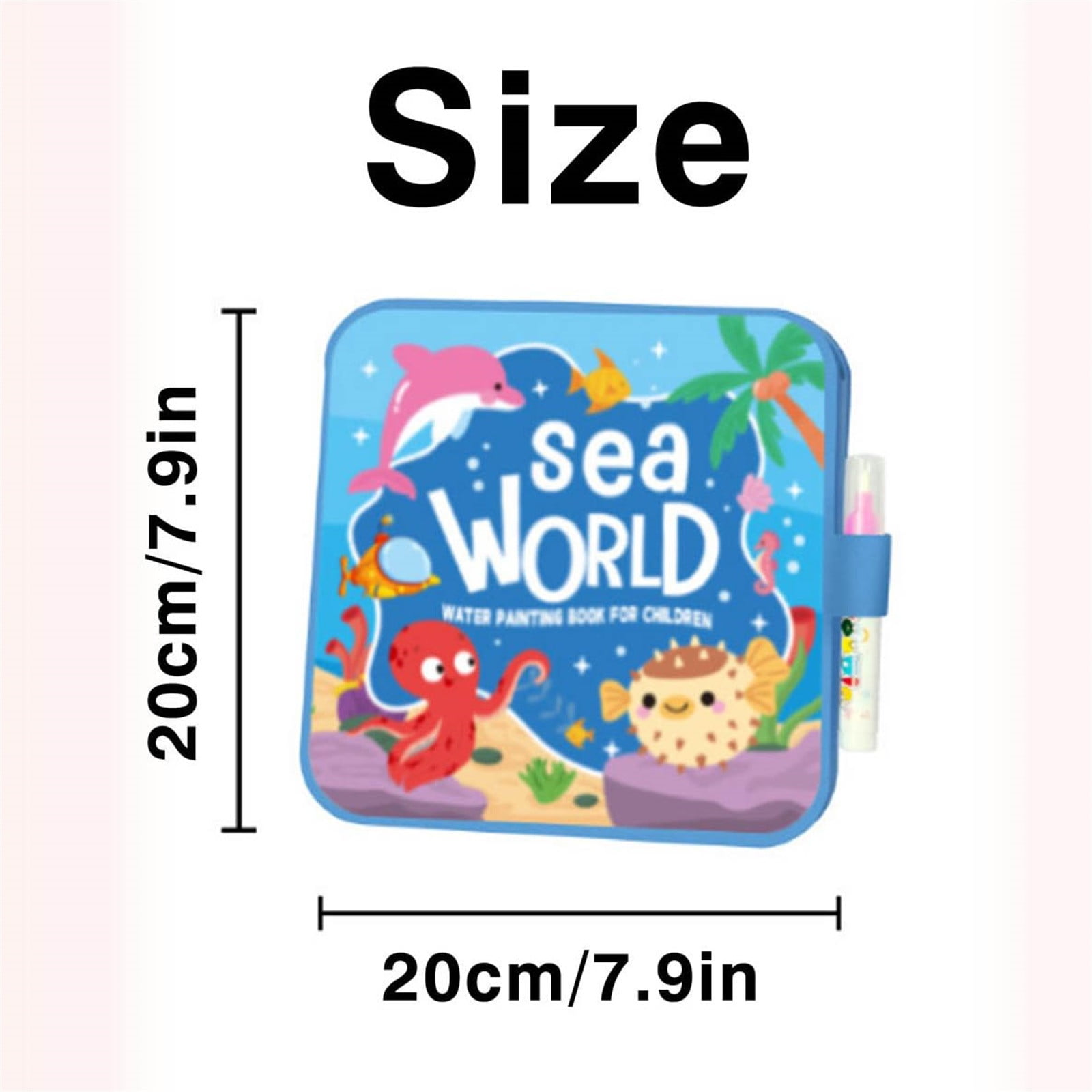 3PC Reusable Water Coloring Book For Kids With No-Mess Painting, Magic Reveal Colors And Included Water Pen, Educational Art Activity For Toddlers And Children, Canvas Material, 8.7X8.7In