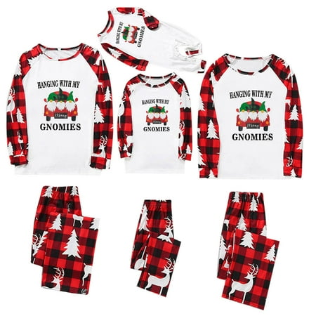 

ZCFZJW Matching Christmas Onesies Couples Cute Gnome with Xmas Tree Graphic Long Sleeve T Shirts Tops and Pants Two Piece Outfit Suit Holiday Sleepwear Baby-6M