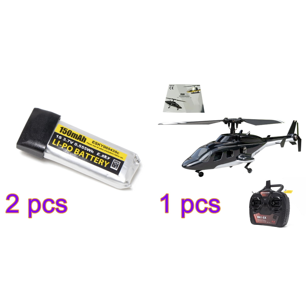 F150BL V3 Air-Wolf RC Helicopter with LED Lights, 2.4G 5CH AHSS Frequency Hopping Remote Control RTF RC Helicopter with CC3D Flight Control & 6-Axis Gyro