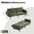 thumbnail image 4 of Ebello 81" Mid-Century Corduroy Roll Arm Loveseat, Wood Frame Sofa, Convertible Futon Sofa Bed with 3 Position Adjustable Backrest for Living Room,Green, 4 of 10