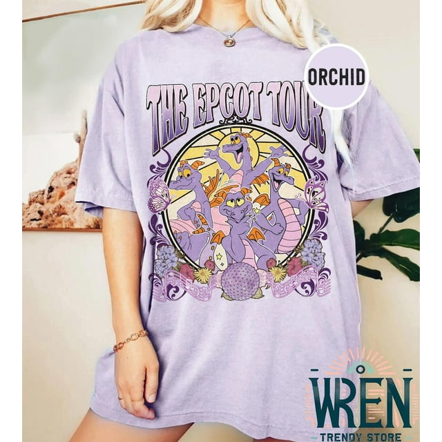 Figment Rétro le T-Shirt de la Tournée Epcot, Disney Epcot World Tour 2025 T-Shirt, Disney Vacatio - comme sur L'Image - L