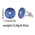thumbnail image 2 of Gemelos de esmalte azul, redondos, elegantes, con diseño de línea elegante para hombre, 2 of 3