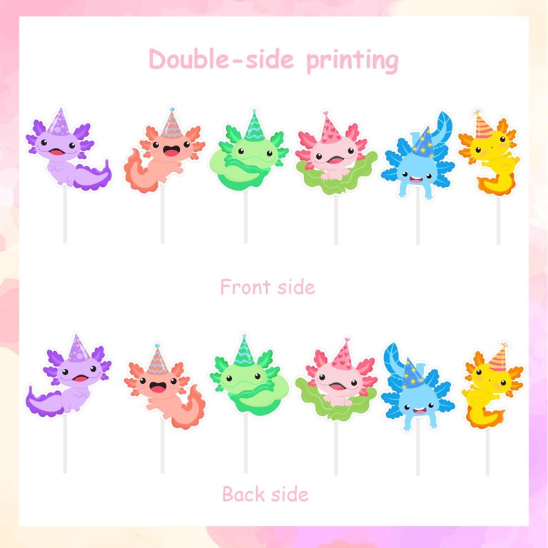 Blue Glitter Axolotl Cake Topper - Cute Animal Theme Birthday Party Decor For Kids