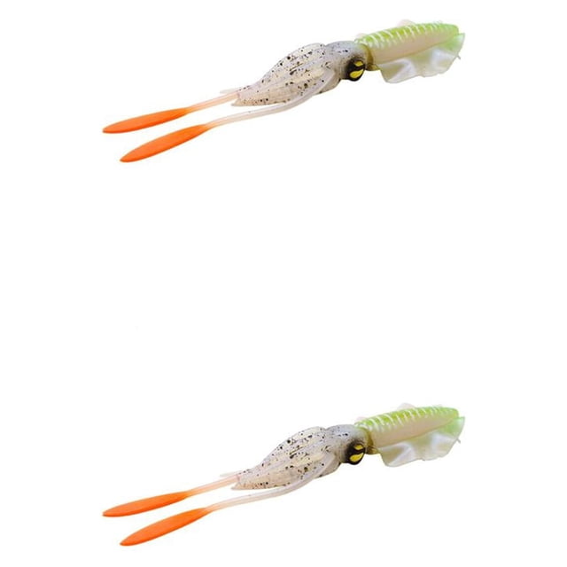Yuarrent Cebo de pulpo falso, herramientas de pesca biónicas luminosas, cebo de cabeza de serpiente de agua , superficie de calamar flotante Verde 2Conjunto