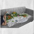 thumbnail image 6 of Letter F Soft Flannel Fleece Throw Blanket, Natural Inspirations with Animals and Flowers Butterflies Daisies Pattern, Cozy Plush for Indoor and Outdoor Use, 70" x 90", Green Multicolor, by Ambesonne, 6 of 6