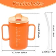 2Pcs Sippy Cup with Straw Portable Elderly Spill Proof Cup with Handle 300ML Feeding Mug Easy to Use Practical Non Spill Mug for Kids Seniors