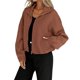 thumbnail image 3 of Chaqueta de Béisbol Holgada Informal con Cuello Alto, Cremallera y Dobladillo con Cordón Ajustable para Mujer. Color Caramelo L, 3 of 9