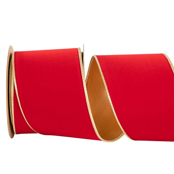 Cinta decorativa CSZD RIBBON, terciopelo rojo, 10 años, 10 m, bordes dorados