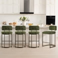 thumbnail image 3 of Spruce & Spring 30.5" Swivel Bar Stools Set of 2, Upholstered Bar Chairs with Curved Back & Channel Tufting, Metal Base for Kitchen Island & Home Bar, Green, 3 of 11