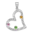 thumbnail image 4 of Auriga Fine Jewelry 925 Sterling Silver/Rh-plated 3 Birthstone Heart with Bezel Family Pendant (L- 29 mm, W-24 mm) for Women, 4 of 4