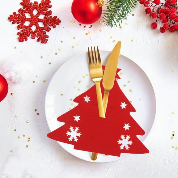 6-Pack Christmas Cutlery Holders - Felt Silverware Organizers for Parties, Reusable Table Decor for Weddings & Holiday Dinners